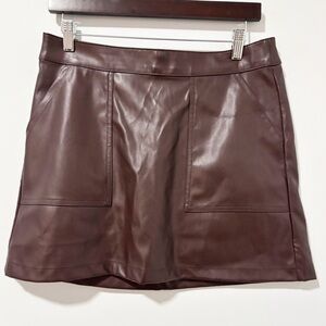 a new day Faux Leather Mini Skirt Womens Size Small Dark Brown Casual Edgy